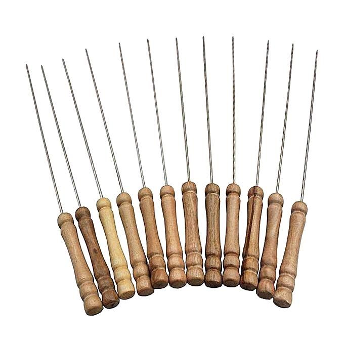 12 Pcs Bbq Stick - Brown and Silver