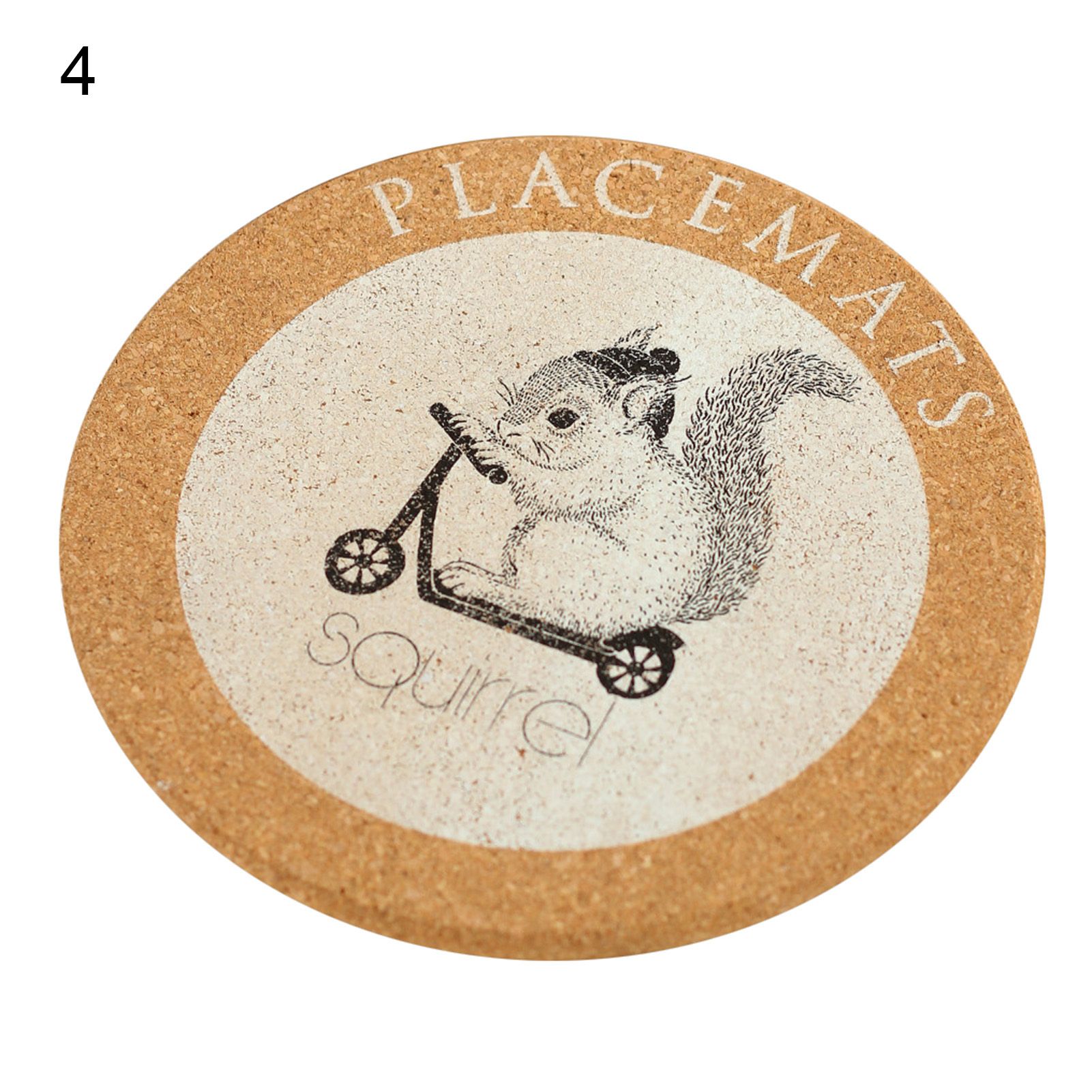 Cup Mat Eco-friendly Cartoon Pattern Wood Round Decorative Coffee Mug Mat for Home