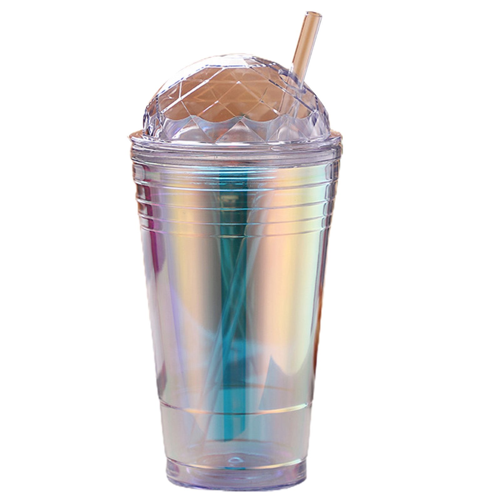 560ML Water Bottle Large Capacity Gradient Color with Drinking Straw Translucent Lid Color Changing Bottle for School