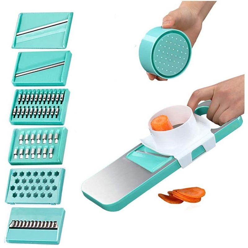 6-In-1 Manual Vegetable Potato Carrot French Fry Julienne Chopper Slicer Cutter Kitchen Spice Garlic Grater