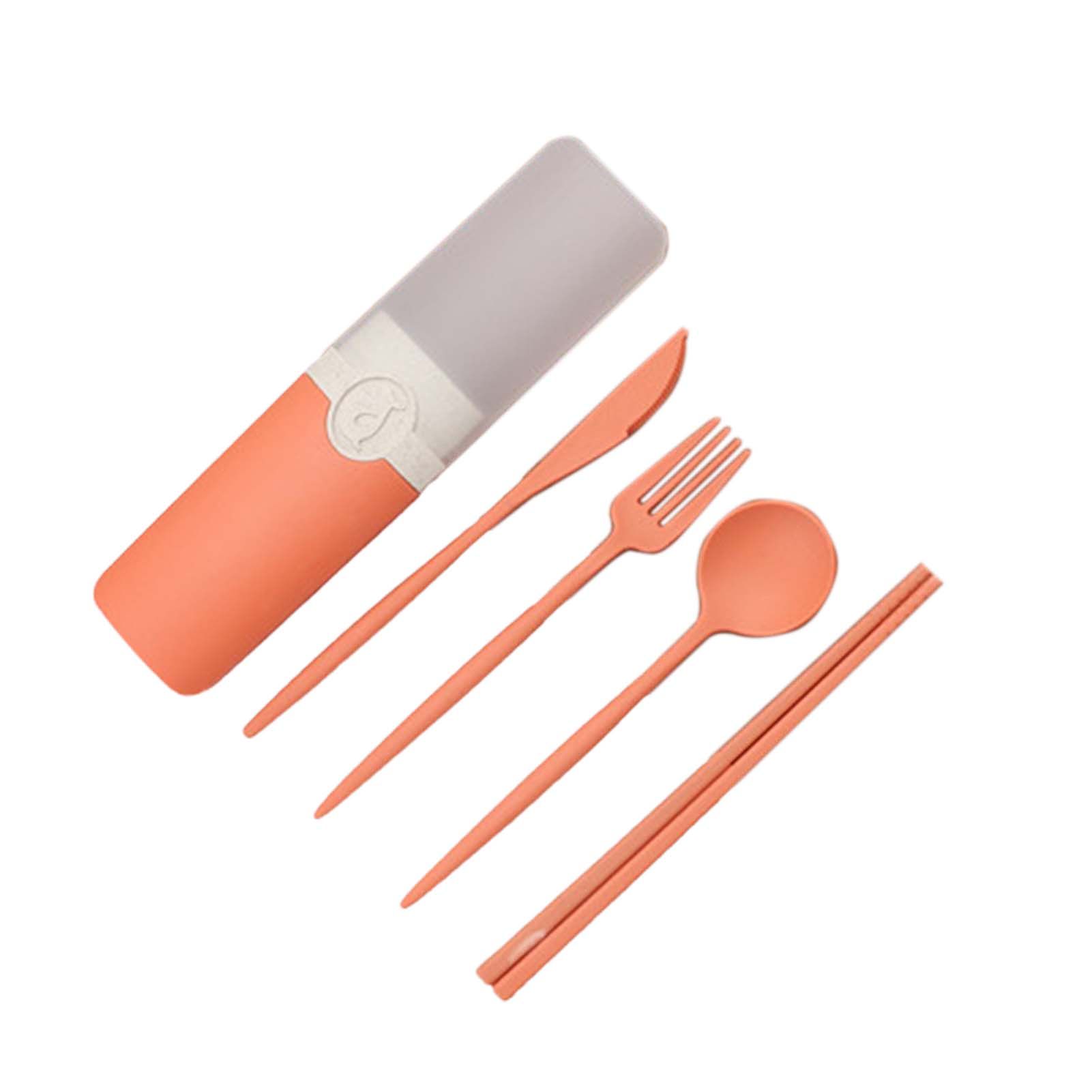 5Pcs/Set Spoon Fork Set Minimalist Creative Food Grade Easy to Carry Tableware Chopsticks Kit for Students