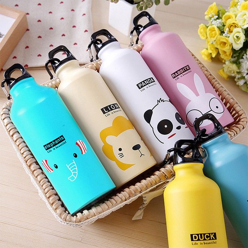 500ml Portable Lovely Animals Aluminum Water Bottle Outdoor Sports Cycling Camping Hiking Student Adult Water Bottles
