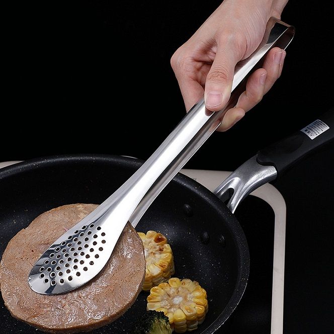 Heat Resistant Stainless Steel Kitchen Tong Hollow-Out Barbecue Tongs Food Tongs Kitchen Tools BBQ Tools