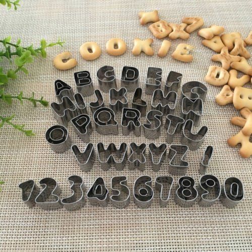 37pcs Metal Alphabet Letter Number Mold Biscuit Cutter Sets Decorative Tools Baking Fruit Cake Decor