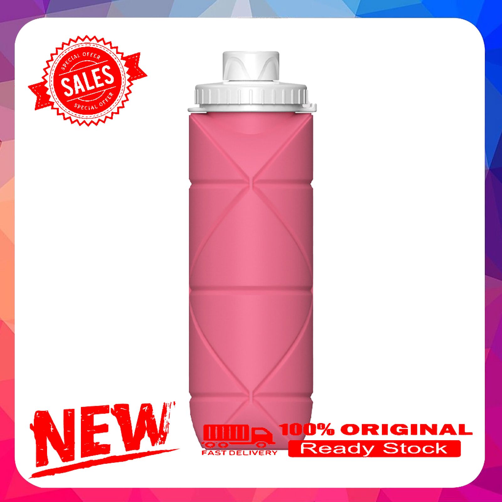 600ml Heat-resistant Collapsible Water Bottle Anti-deform Silicone Space-saving Portable Water Cup for Sport