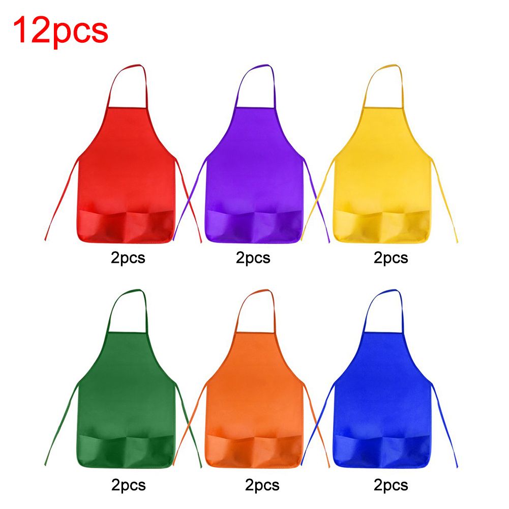 12Pcs Kids Art Painting Smocks Kitchen Oil Resistance Dining Aprons with Pockets