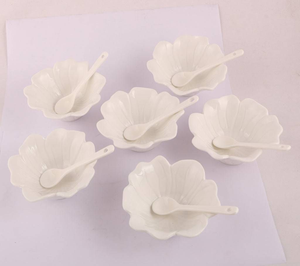 6pc Ceramic Small Bowls set with 6pc spoon 