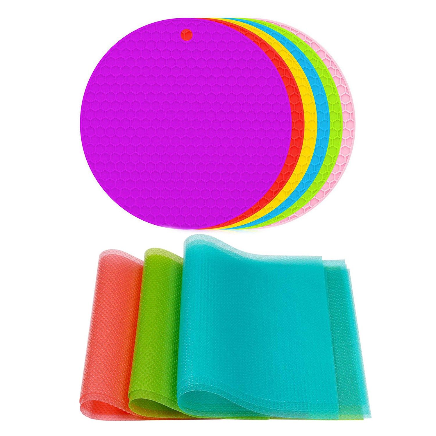 Individual 6 Pack Silicone Pot Holders Mat & 12 Pack Refrigerator Mats,Washable Fridge Mats Liners Waterproof Fridge Pads Exquisite Product