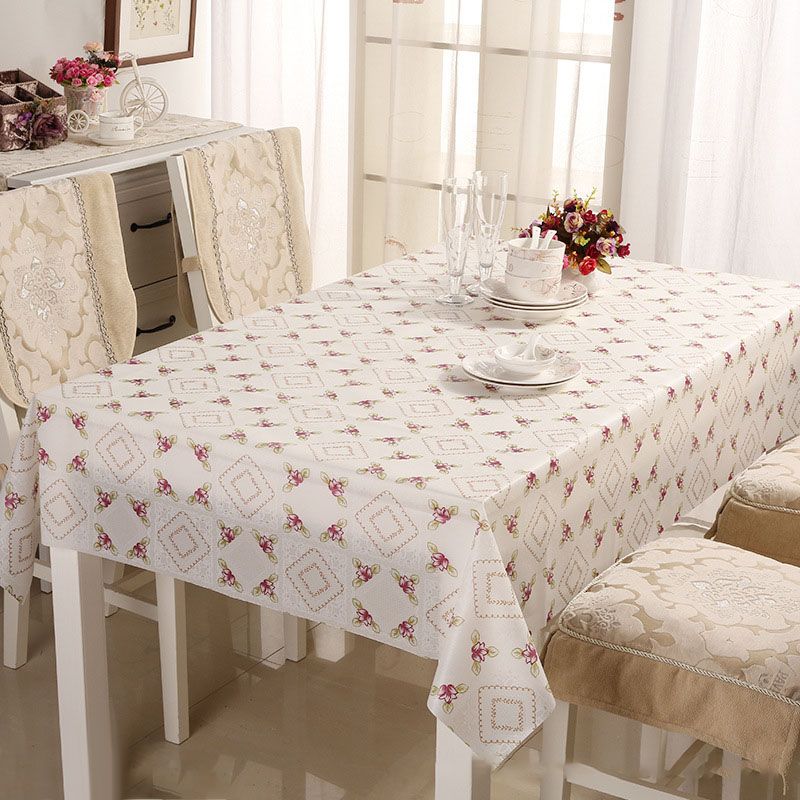 【Distinguished Luxury】137*140CM PVC Tasteless Waterproof Tablecloth Transparent Soft Glass Table Mat Stripe Grid Printing Table Cloth