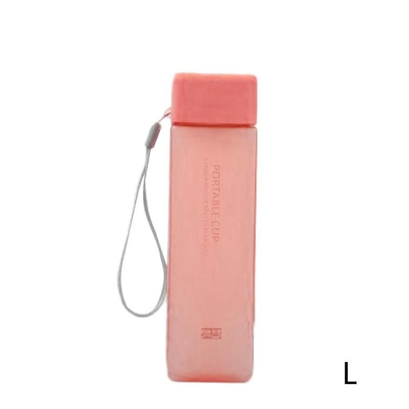 Cute New Square Tea Milk Fruit Water Cup 480ml For Water Transparent Bottles style Sport Rope Heat with resistant drink Kor