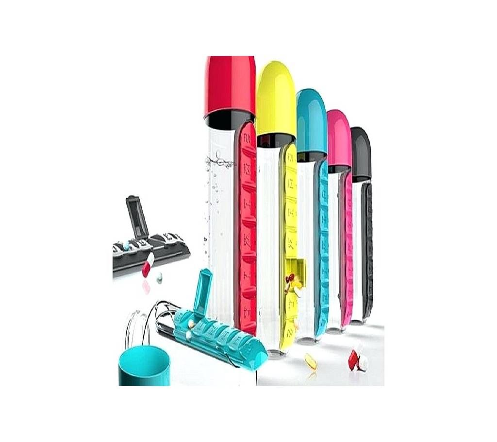 Pill & Vitamin Organizer Water Bottle - 600mL