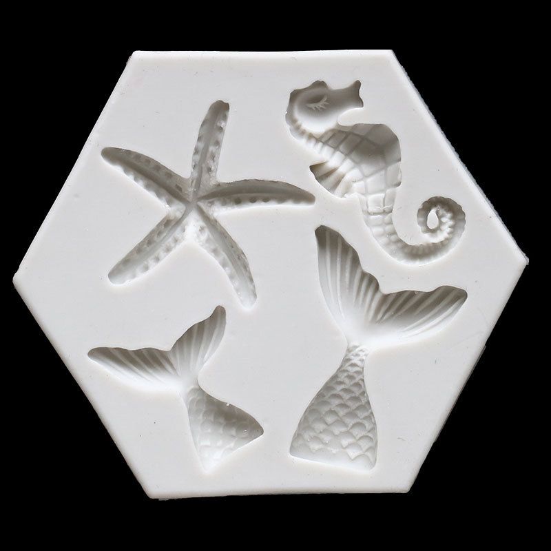Mermaid Starfish Seahorse Shaped Silicone Fondant Cake Decorating Resin Molds