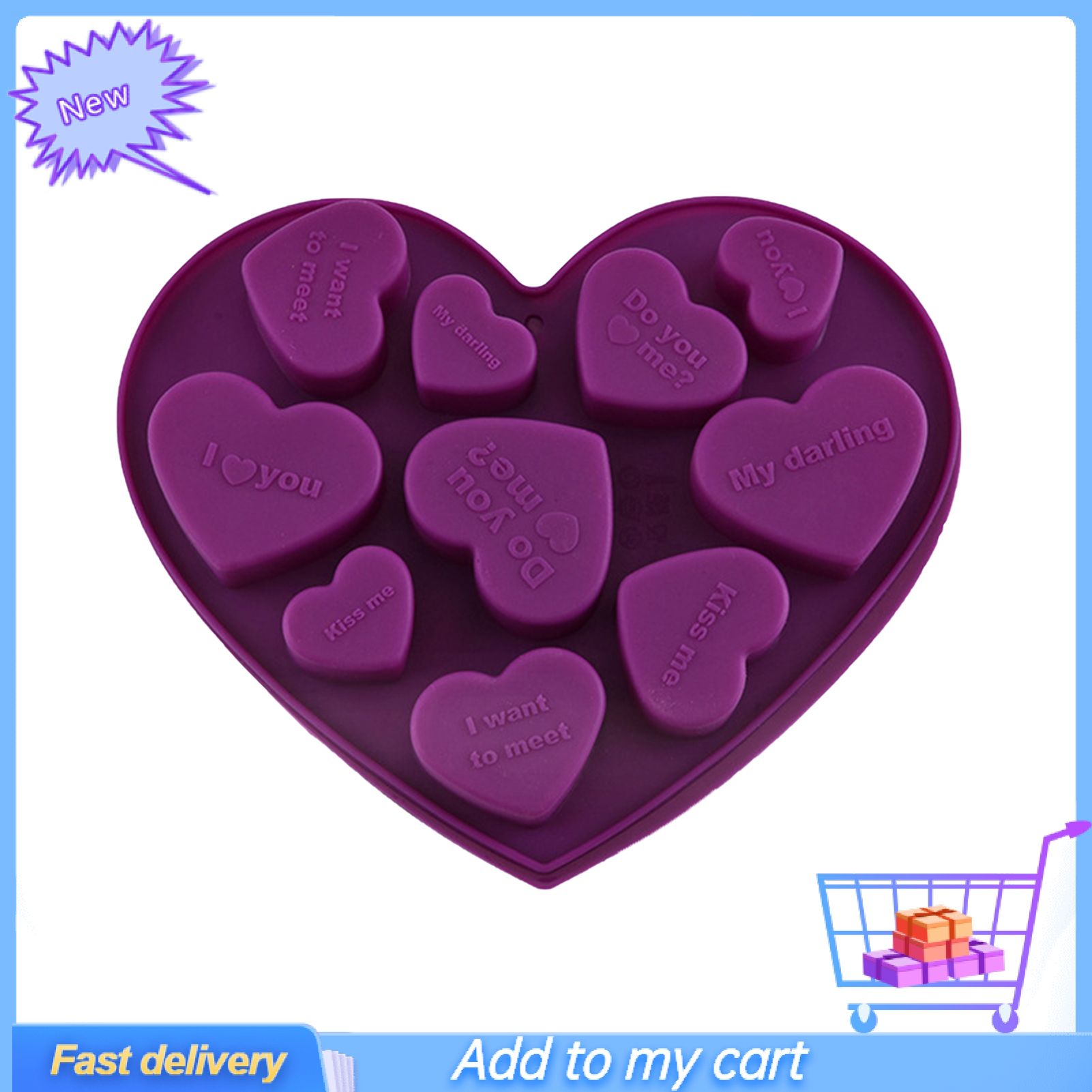 Baking Mold Healthy DIY Nice-looking Love Heart Shaped Silicone Mold Fondant Cake Mould for Home