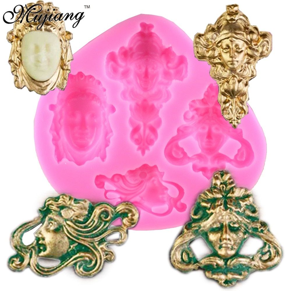 Vintage Art Nouveau Faces Formas De Silicone Mold Fondant Cake Molds Cupcake Chocolate Moulds Kitchen Accessories