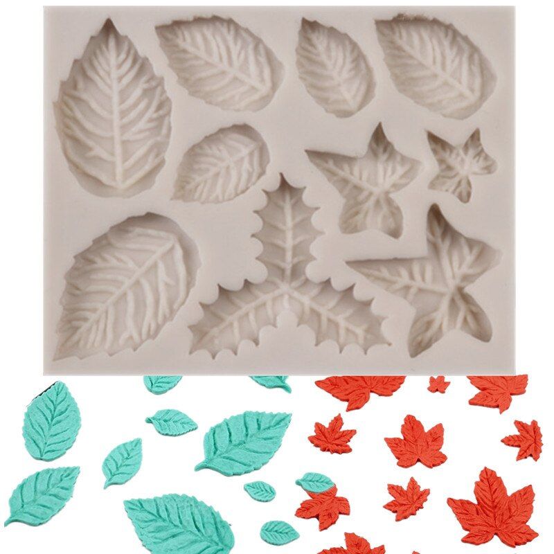 Silicone Cake Molds Maple Rose Leaf Shape Christmas Cupcake Fondant Cake Decorating Tools Gumpaste Chocolate Moulds Bakeware