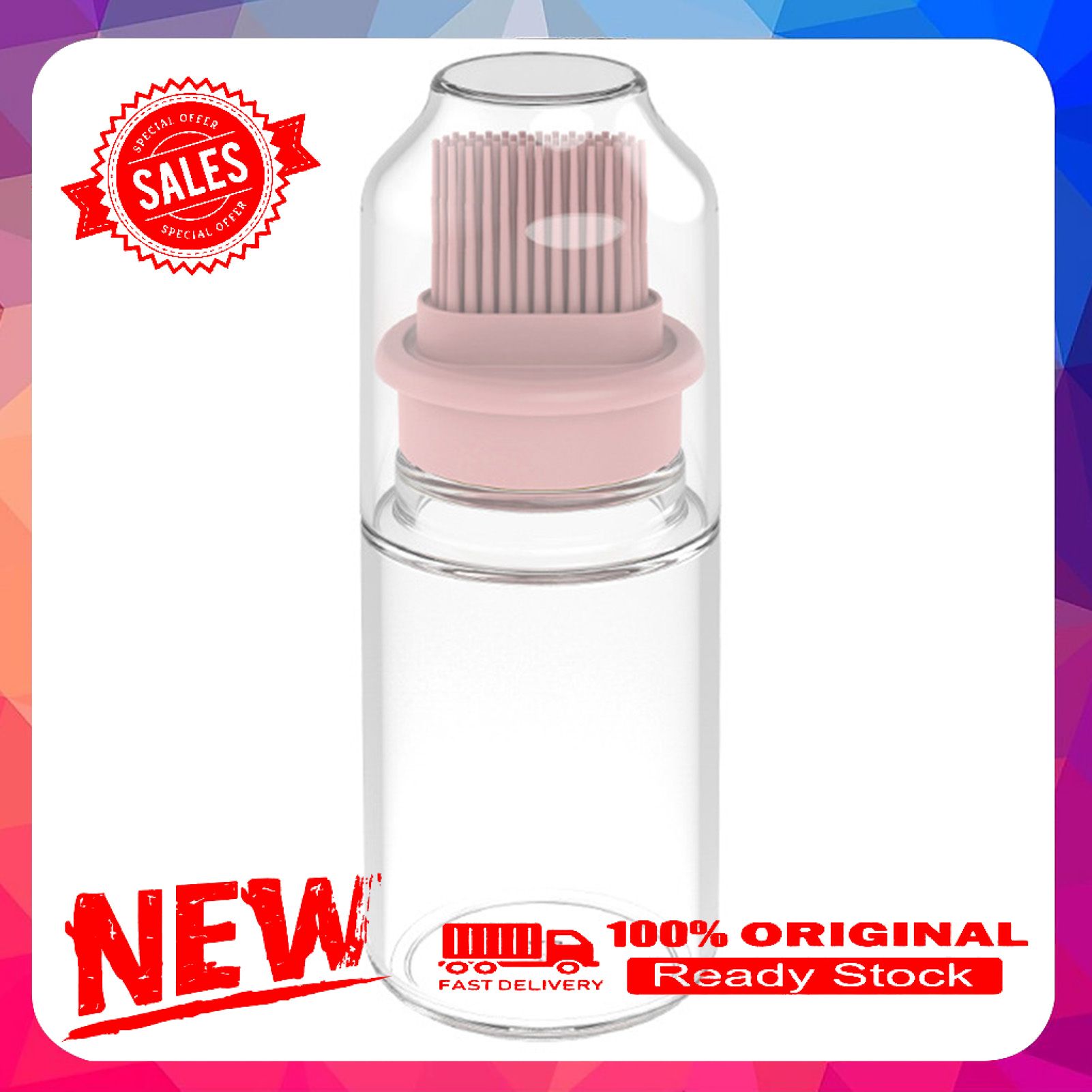 Portable Silicone Integrated Oil Bottle Brush with Cover Baking BBQ Kitchen Tool