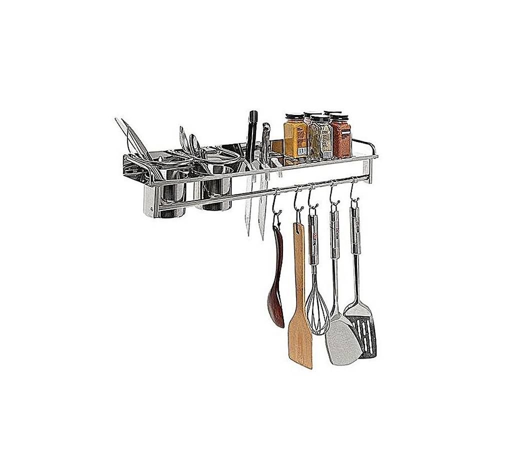 Stainless Steel Wall Mounted Kitchen Storage - Silver
