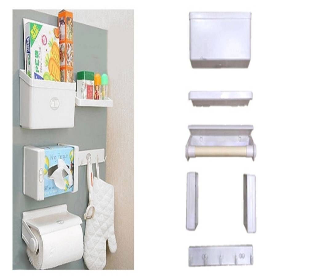 5 in 1 Multipurpose Magnetic Refrigerator Shelf (White)