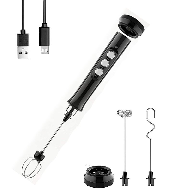 1Set Milk Frother Handheld Sross Electric Foam Maker USB Rechargeable Coffee Frother for Coffee, Cappuccino, Egg Whisks