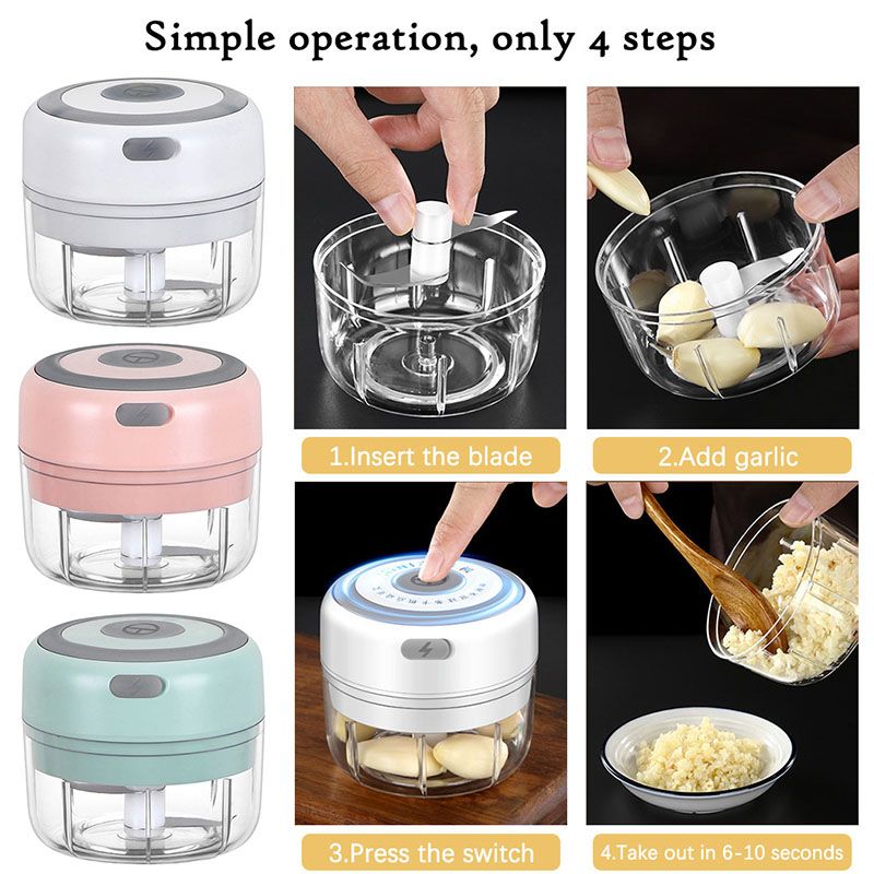 Electric Garlic Masher Sturdy Durable Mini Crusher Chopper USB Charging For Crushed Garlic Crushed Ginger Crushed Fresh Kitchen