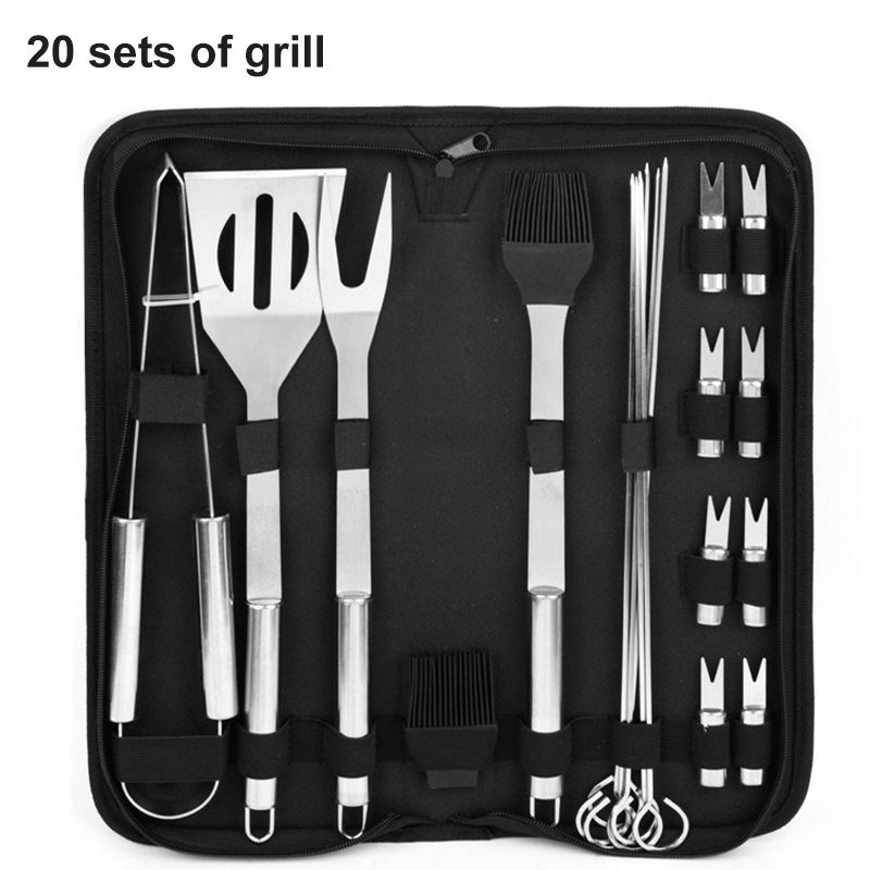 Stainless Steel Grill Set Amazon Oxford Bag Barbecue Utensils Outdoor Household BBQ Combination Barbecue Tools with durability