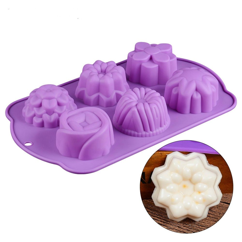 6 Cavity 3D Flowers Cake Decoating Tools Accessories Silicone Cake Moulds For Baking Bakeware Wedding