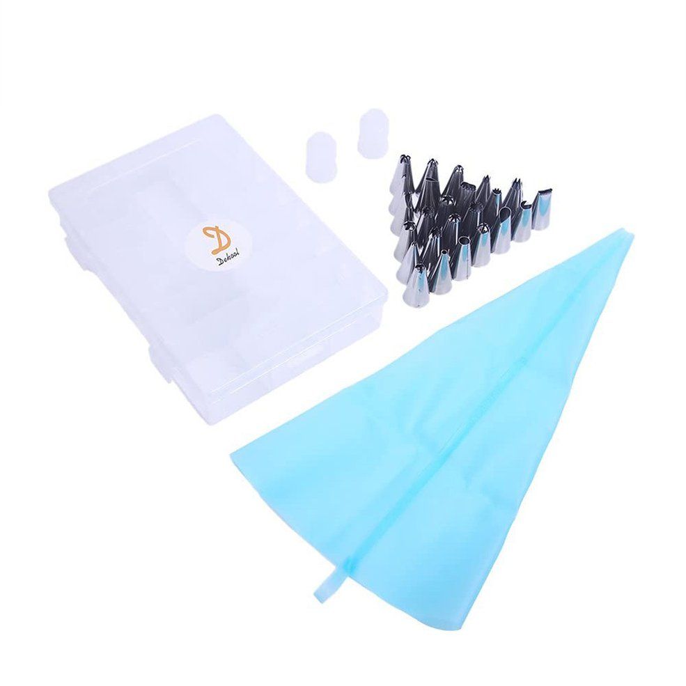 Decorating Mouth Set Baking Tools Home Decorating Butter Cake Tool Cookies And Pastry Cupcakes Chocolates - silver+blue