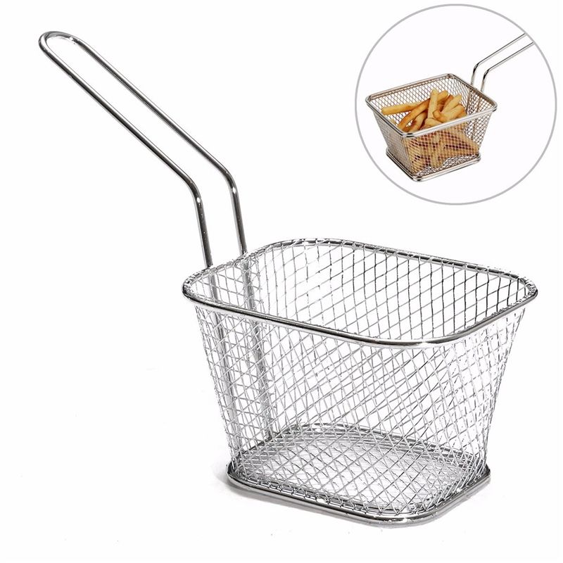 4Pcs/Lot Chips Mini Fry Baskets Stainless Steel Fr Basket Strainer Serving Food Presentation Cooking Tool French Fries Basket