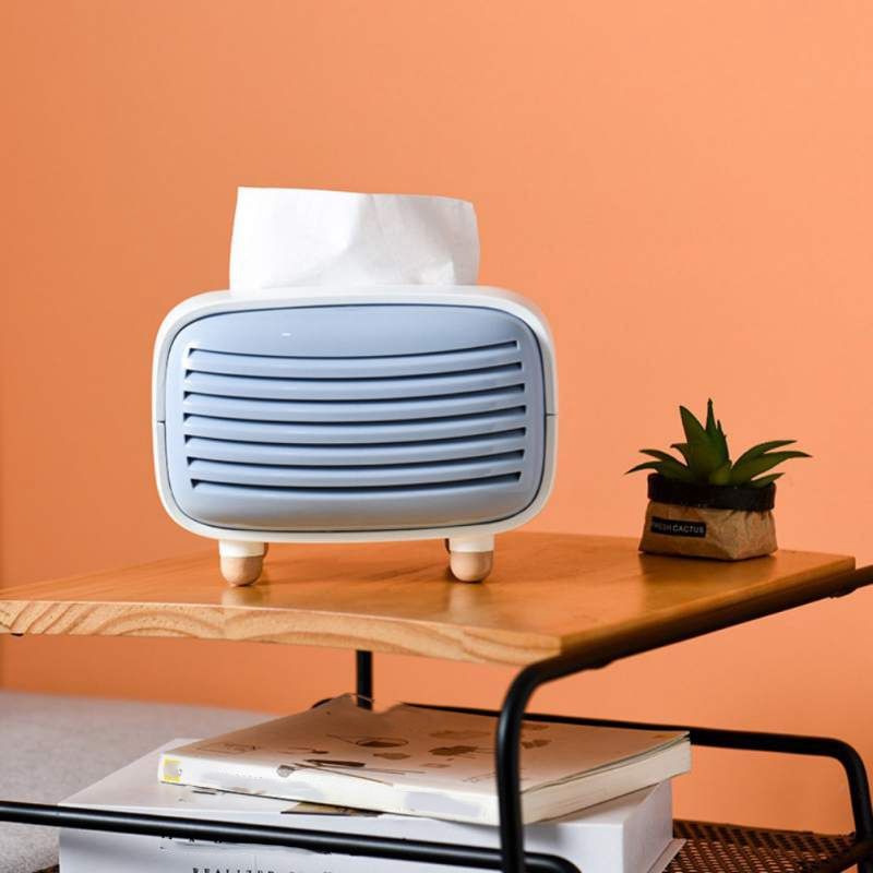 Creative Radio Tissue Box ABS Living Room Chic Paper Towel Storage Box Hotel Restaurant Home Decoration Supplies Blue+White