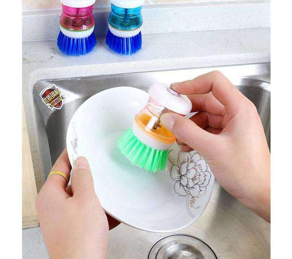 Plastic Kitchen Washing Dish Brush With Liquid Soap Dispenser