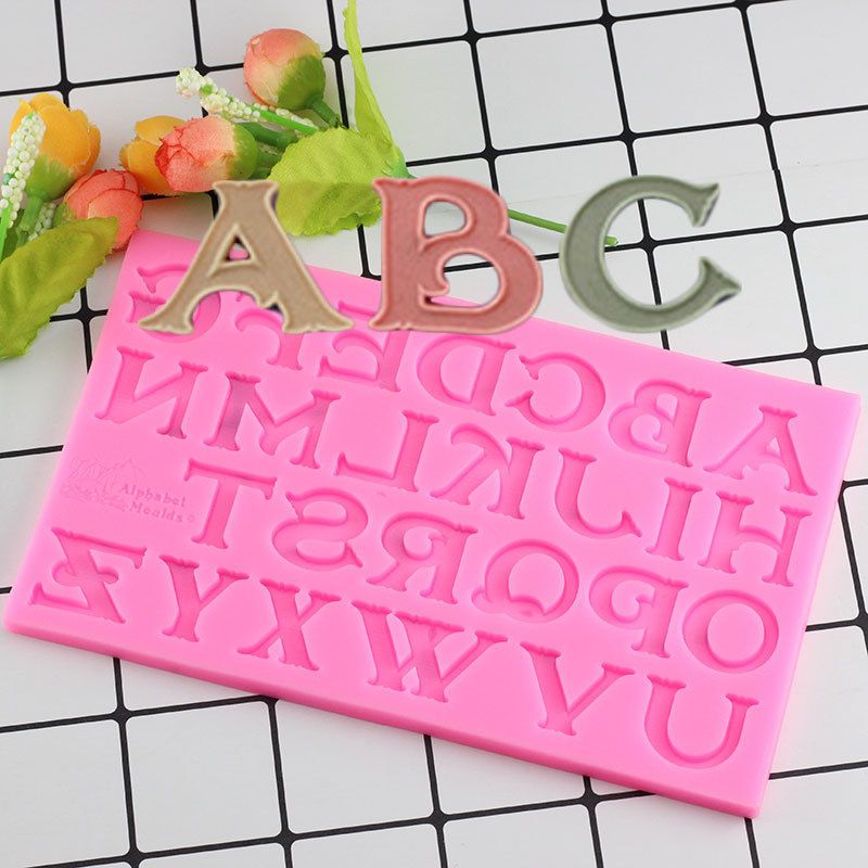 Mujiang 3D Baking Silicone Capital Letters Shape Cake Molds Alphabet Chocolate Cookie Candy Molds Fondant Cake Decorating Tools