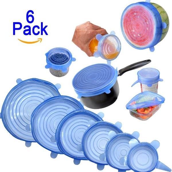 Kitchen Reusable Silicone Stretch Seal Lid Preservation Vacuum Food Storage Bowl Cover 6 Pcs Set