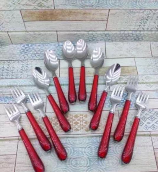Stainless Steel Fork & Table Spoon Set - 12 Pieces , Table Tea Spoon-6 pieces & Fork Spoon-6 Pieces