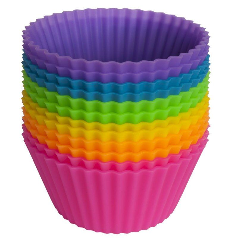Mac New 7*3.5cm  Holesales Set Of 12 Pieces Round Shaped Silicon Cake Baking  Molds Jelly Mold Silicon Cupcake Pan Muffin Cup