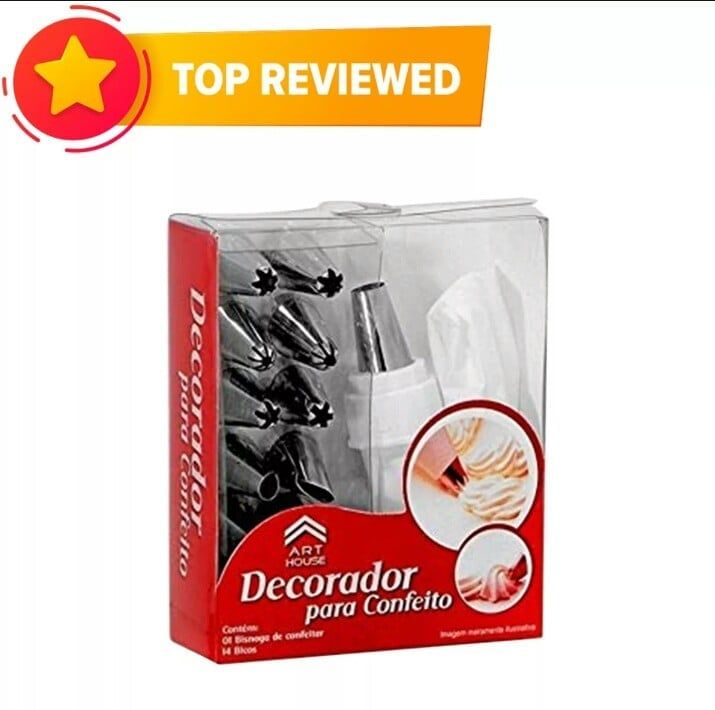 Decorcrafts??? 12 Piece Cake Decorating Set Frosting Icing Piping Bag Tips with Steel Nozzles. Reusable & Washable