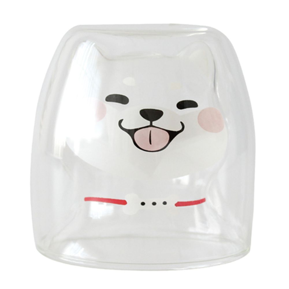 220ml Lovely Dog Clear Double Wall Milk Coffee Tea Juice Glass Cup Container