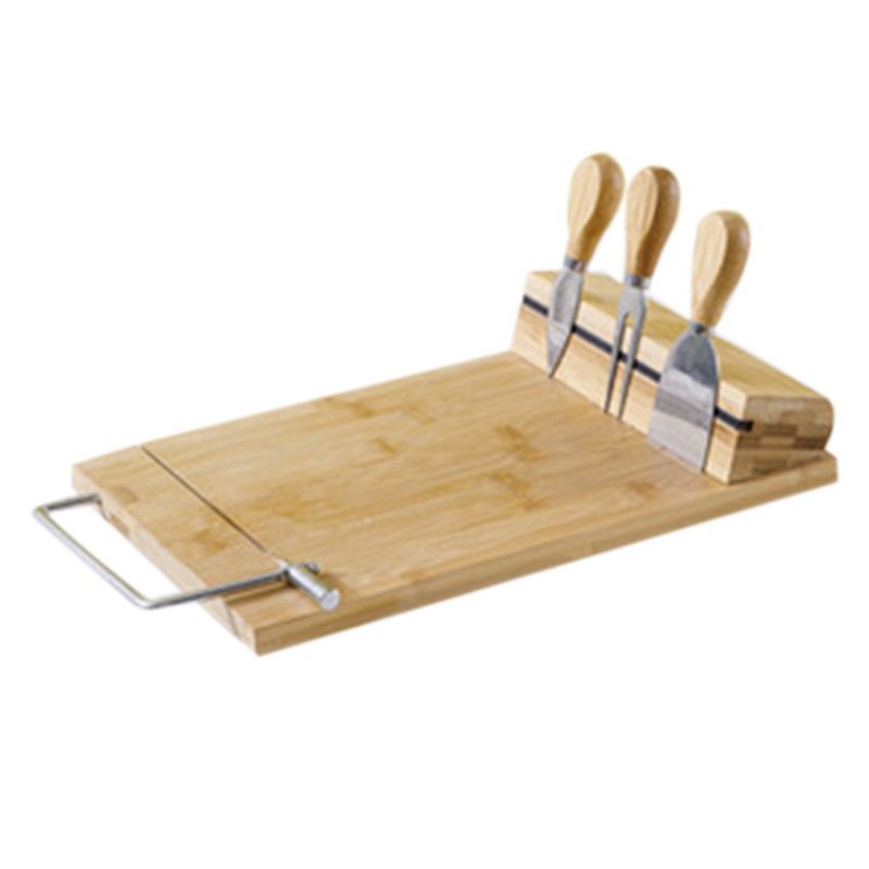 Bamboo Cheese Board Bamboo Cutting Board Four-Piece Stainless Steel  Set Bamboo Cheese Board