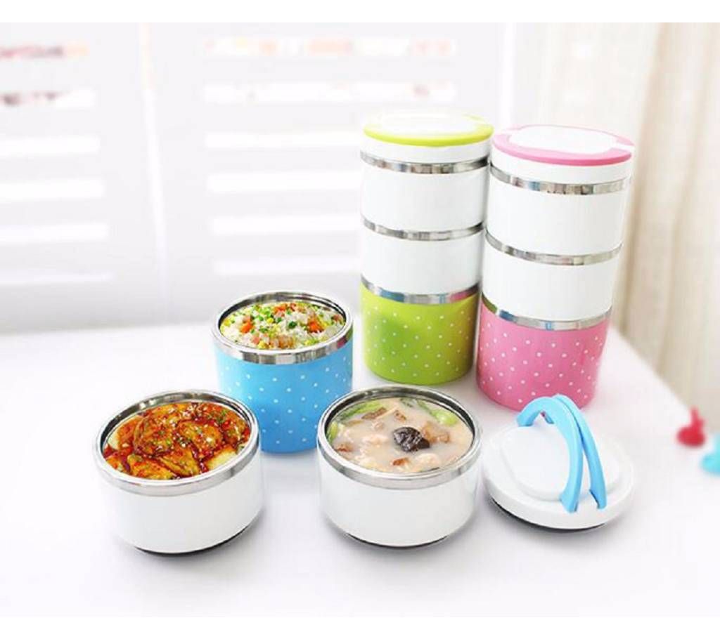 Three layer round lunch box- 1 pc 