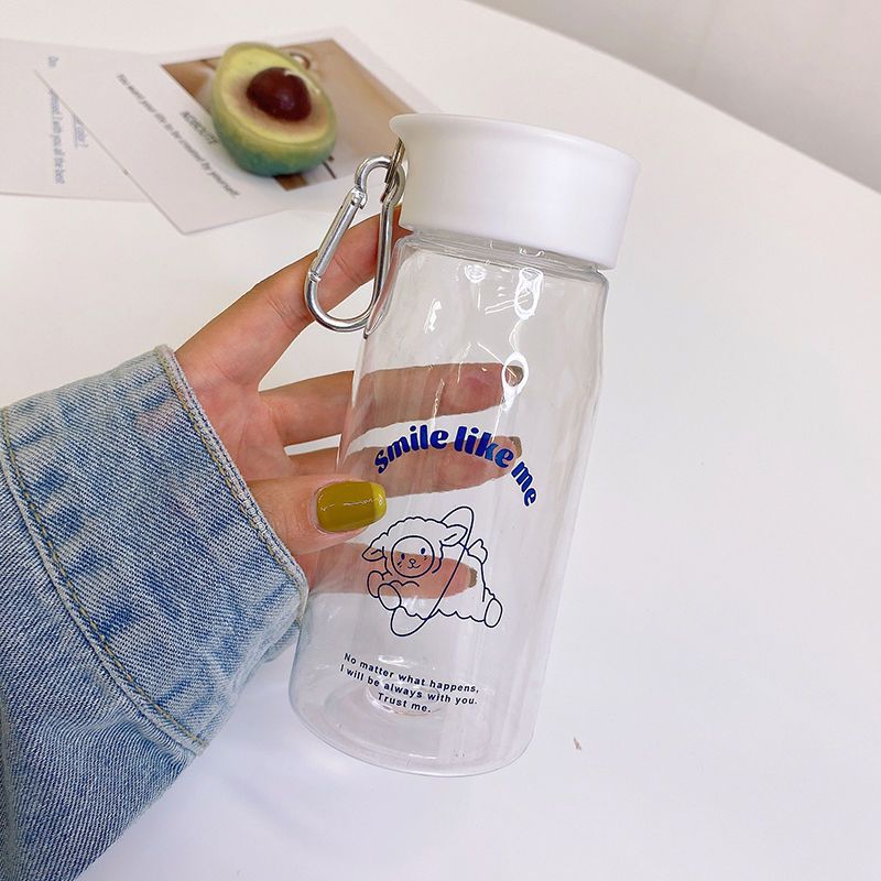 Water Cup Female Student Korean Version of The Net Red Casual Cup Plastic Simple Frosted Cute Cartoon High Value Water Bottle