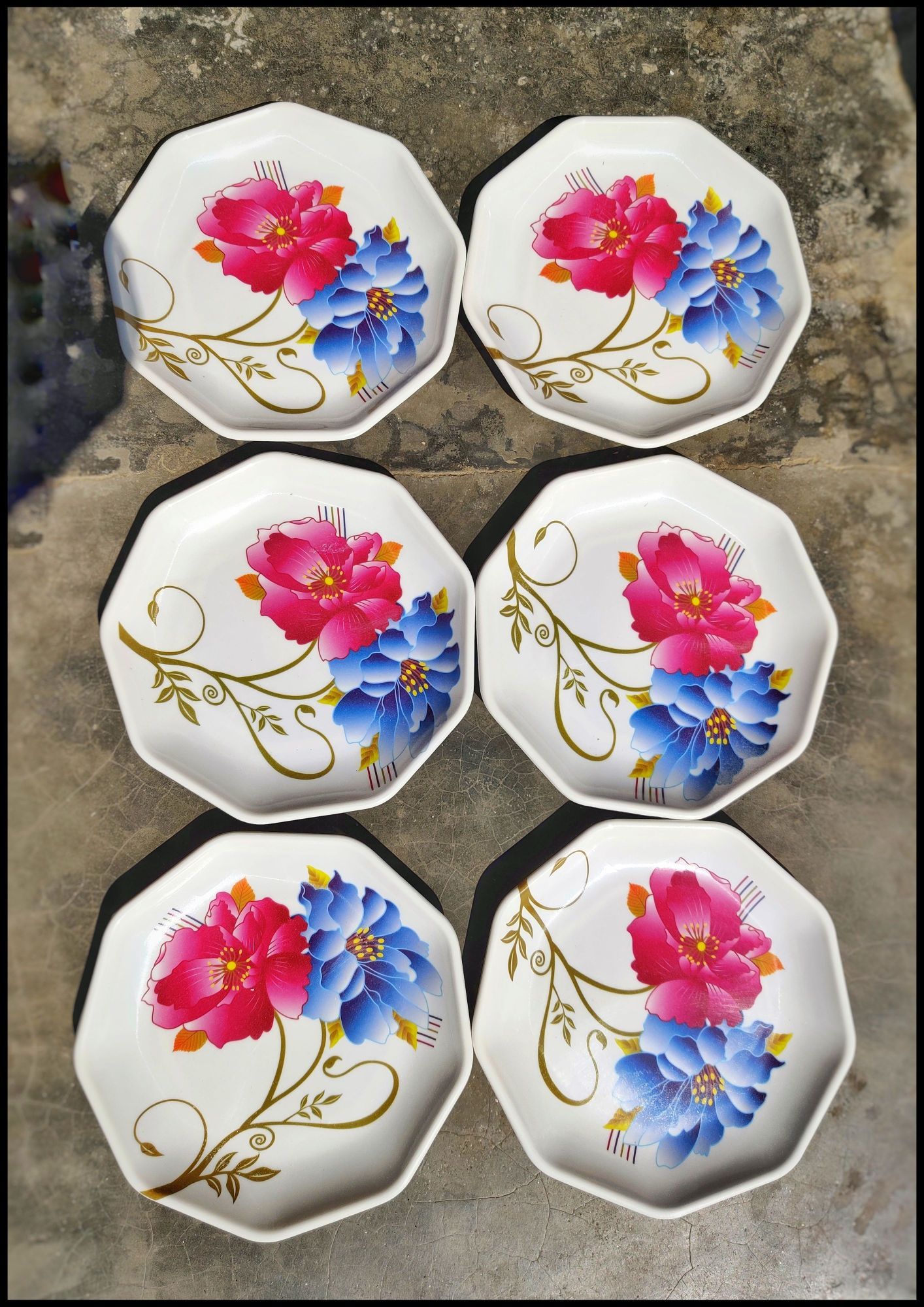 6Pis Medium Size Melamine Plate For Snacks-Coffee Style