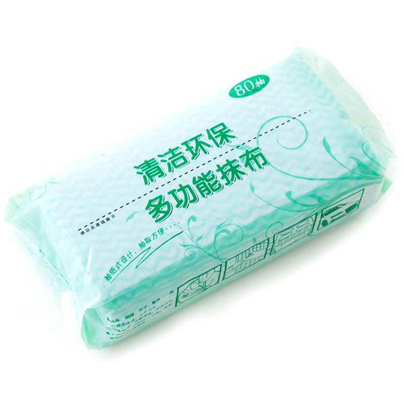 Multi-Purpose 80Pcs/Bag Non-Woven Fabric Disposable Kitchen Cleaning Cloth Removable Dish Cloth Scouring Pad Kitchen Cleaning Green