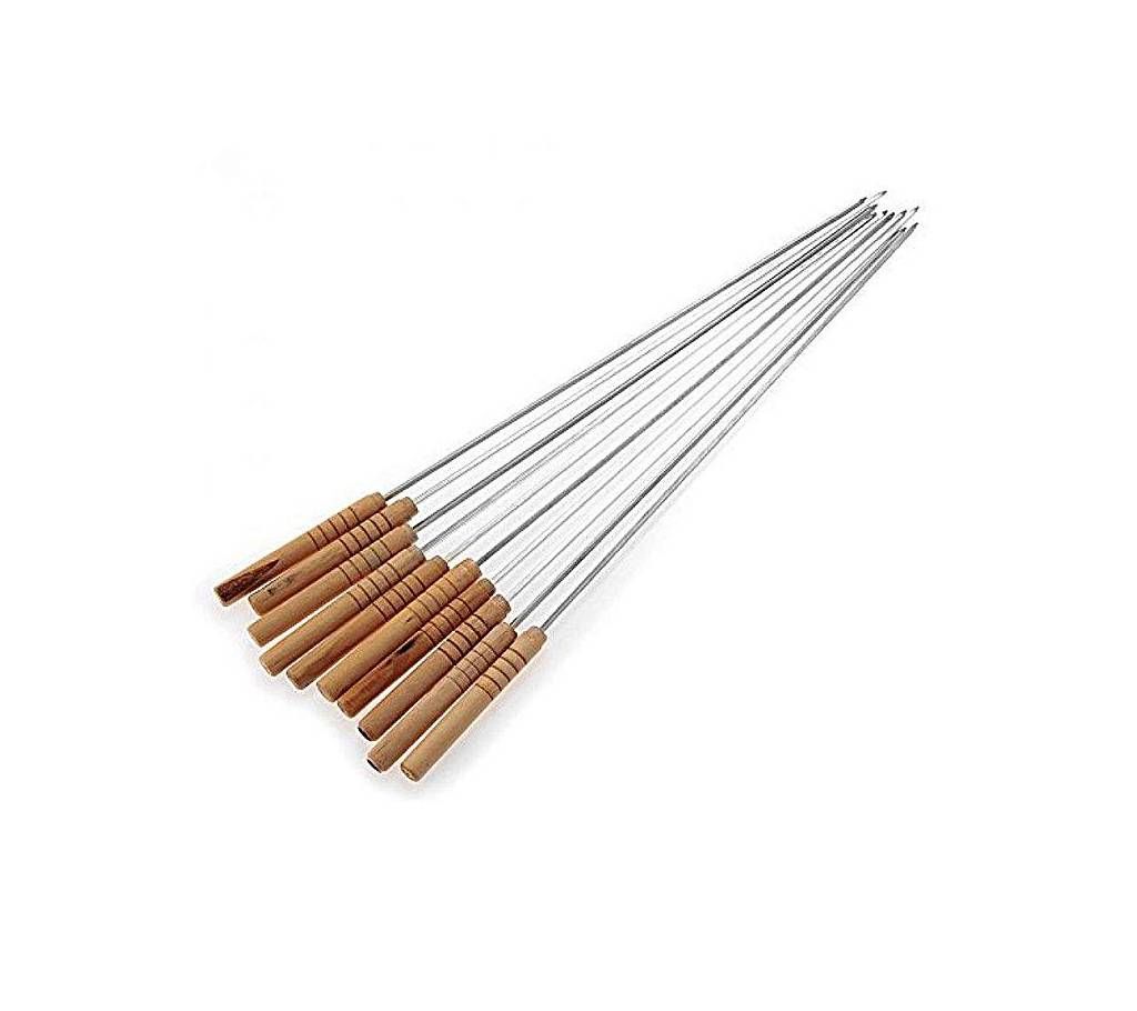 Barbecue Grill Sticks - 12 Pcs - Wooden and Silver