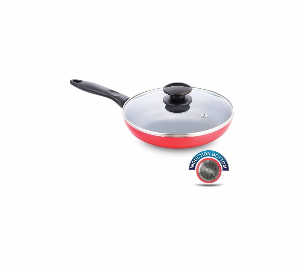 Topper Nonstick Elegant Fry Pan With Lid Red 22 Cm