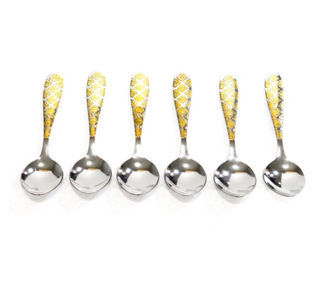Stainless Steel Golden Design 6 pcs Spoon Set