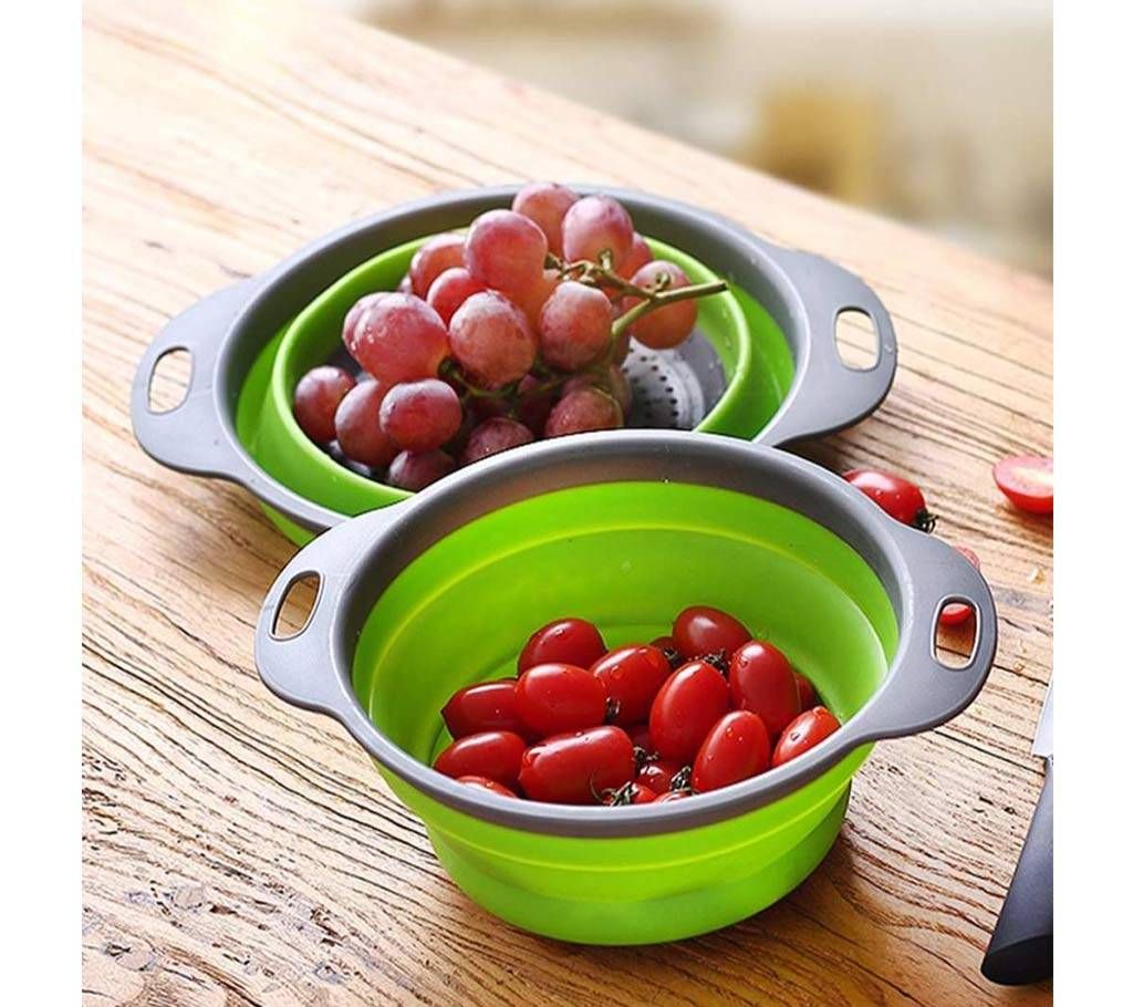 2 x Collapsible Colanders (Strainers) Set kitchen Strainer Space-Saver Folding Strainer Colander