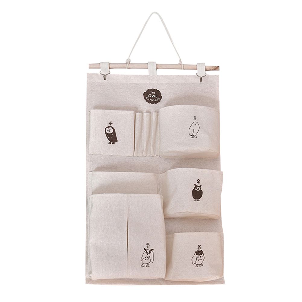 Multi Pockets Cotton Linen Wall Door Back Hanging Sundries Storage Bag Pouch