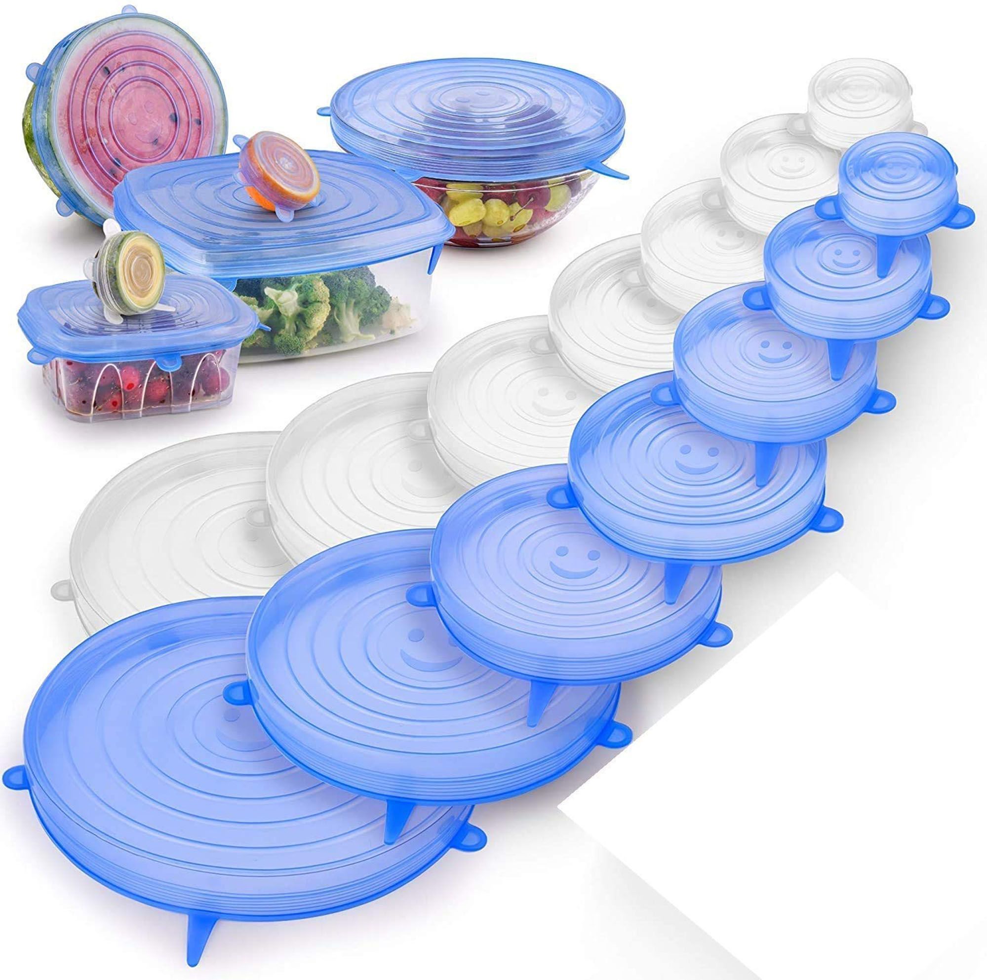 Silicon Lids for containers Microwave Safe Silicone Stretch Lids reuseable, kitchen accessories items, Flexible Covers for Rectangle, Round, Square Bowls (SET OF 6)