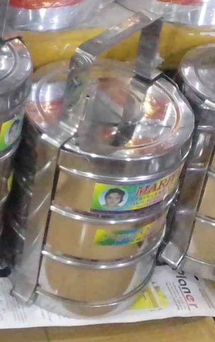 Stainless Steel Tiffin Carrier - 3 Bowl With Lid- Silver Color