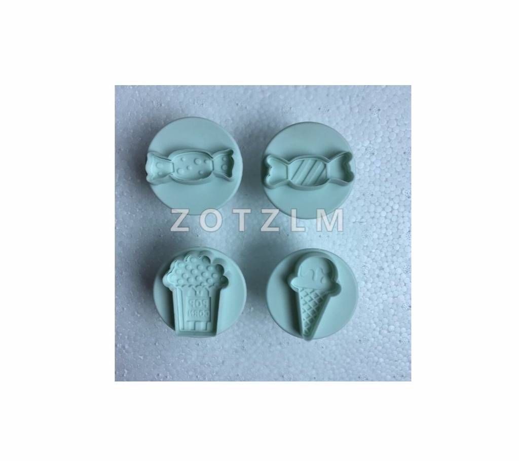 4 pcs/set 4 Sweets Snack Shape Plastic Cookie Cutters