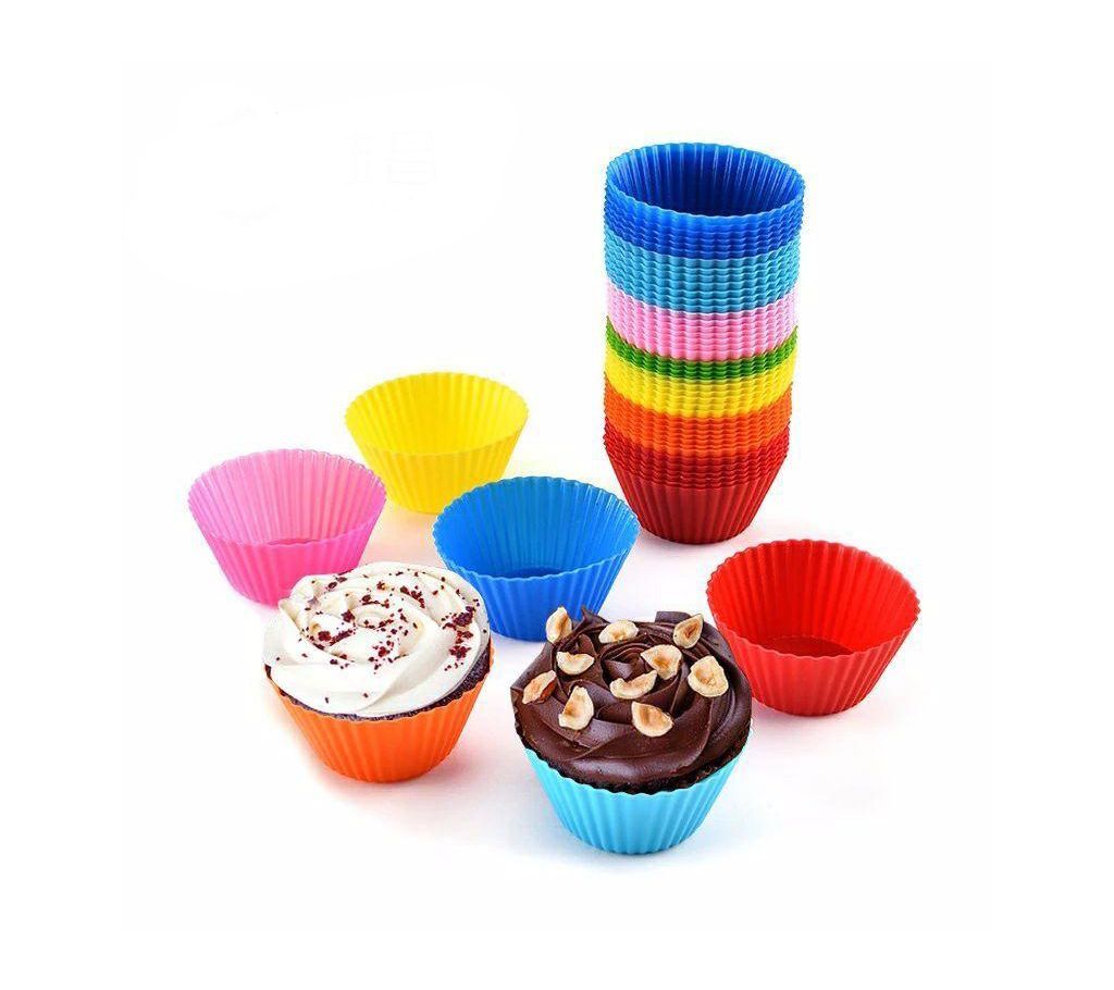 12pcs colorful silicone Muffin cupcake shape mold baking tray